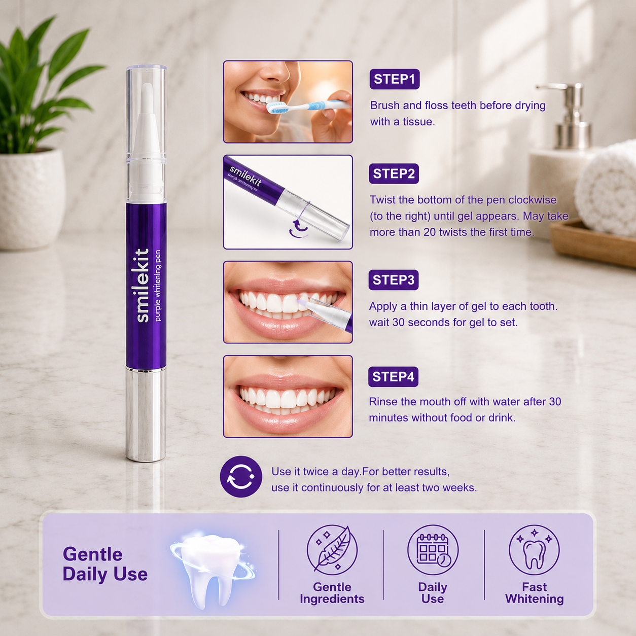 OralFlex Smilekit - Purple Whitening Pen