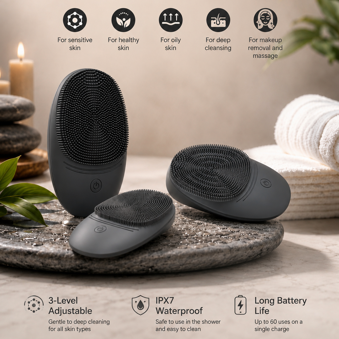 FlexiSilicone Facial Cleansing Brush